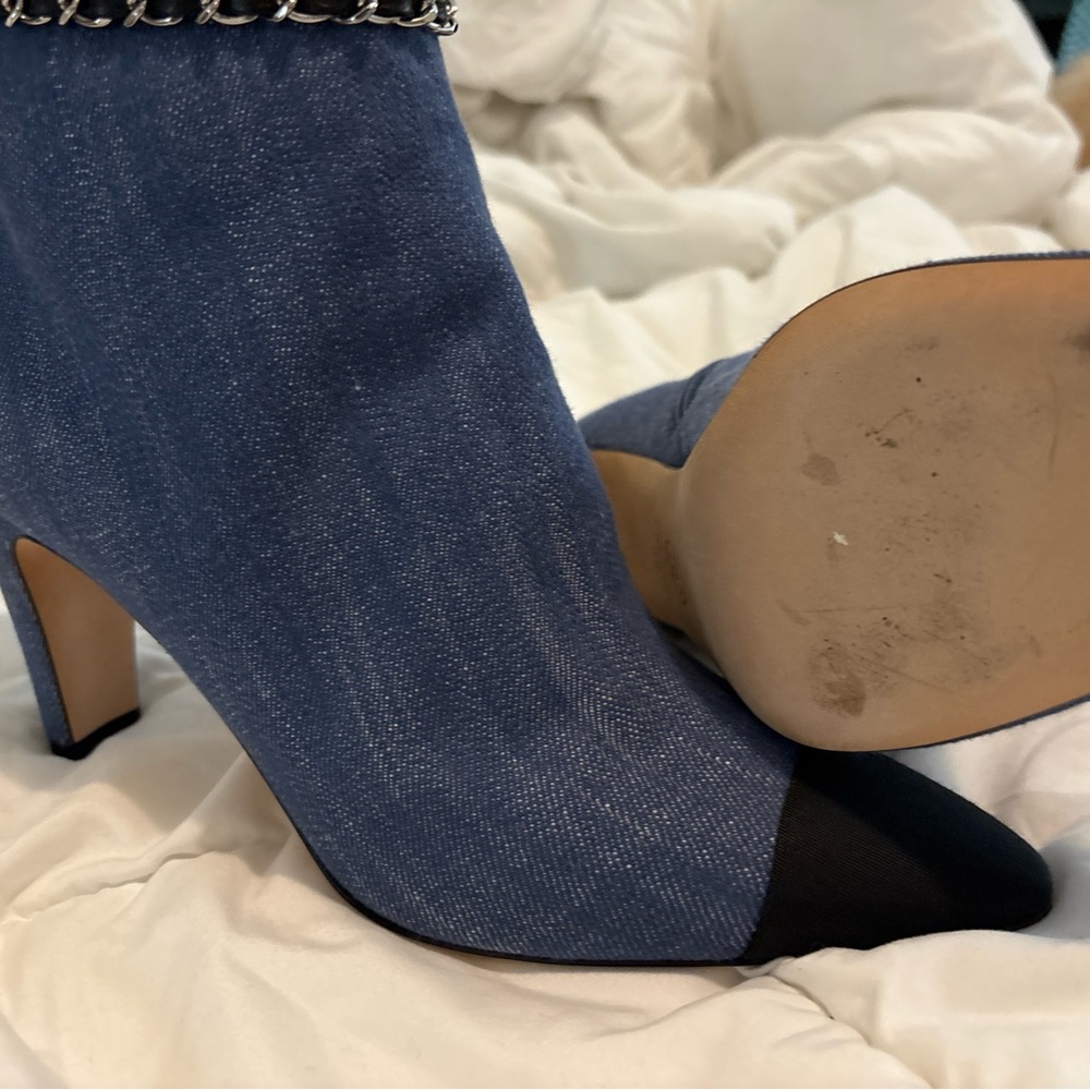 CHANEL Denim Blue Heeled Ankle Boots - Picture 3 of 7